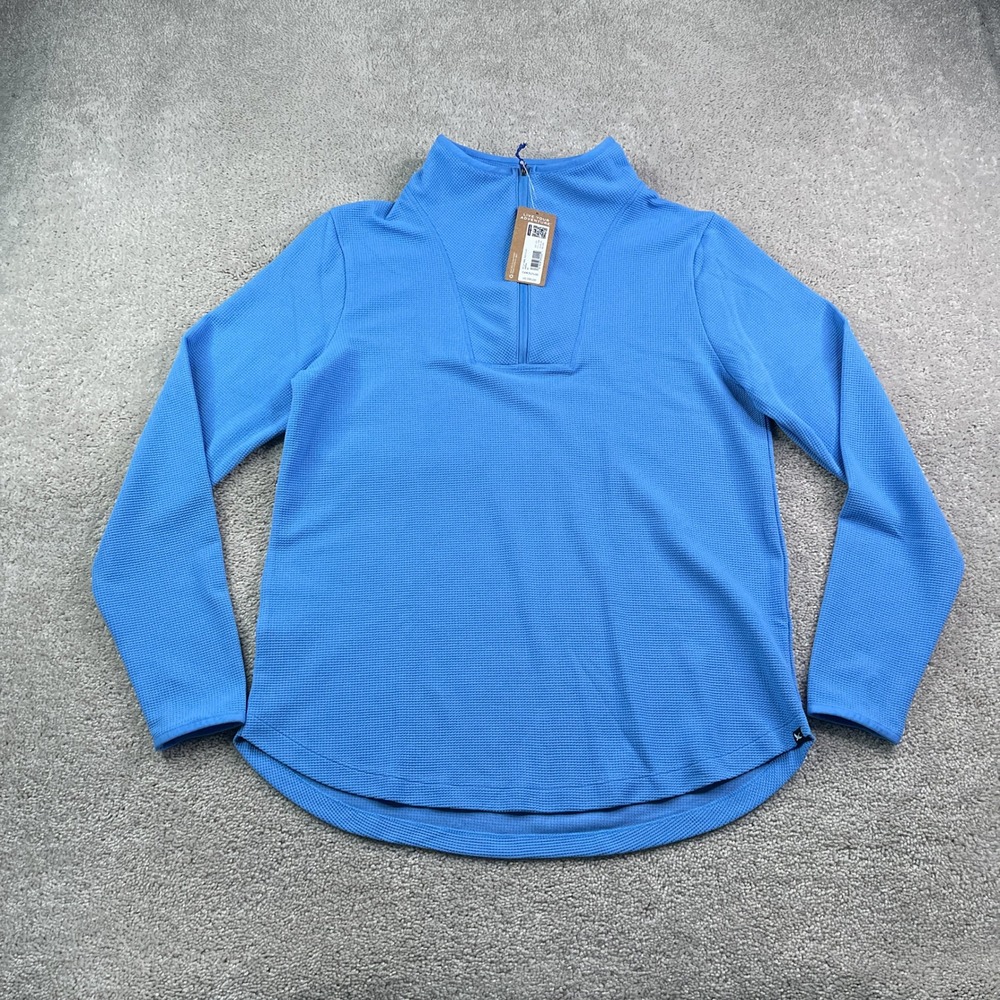 NEW Eddie Bauer Sweater Women Medium Tall Blue Thermal Tech Quarter Zip Pullover
